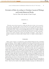 Portraits of Pilate According to Christian Canonical Writings and Jewish Historical Works Part Two: Pilate in the Narrative of Luke’S Gospel