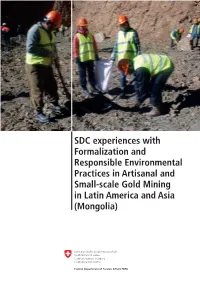 SDC Experiences with Formalization and Responsible Environmental Practices in Artisanal and Small-Scale Gold Mining in Latin