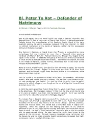 Bl. Peter to Rot – Defender of Matrimony by Michael J