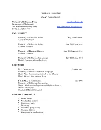 CURRICULUM VITAE ISAAC GOLDBRING University Of