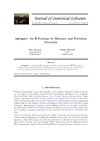 Entropart: an R Package to Measure and Partition Diversity
