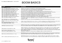 Boom Basics - Data Sheet Boom Basics