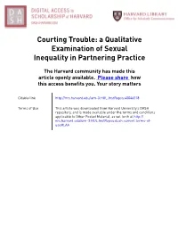 Courting Trouble: a Qualitative Examination of Sexual Inequality in Partnering Practice