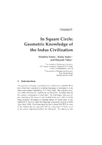 Geometric Knowledge of the Indus Civilization