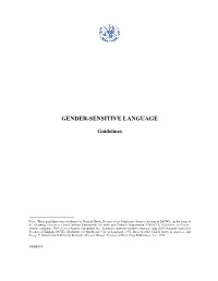 Guidelines on Gender-Sensitive Language