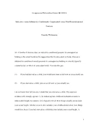 Indicative Versus Counterfactual Conditionals, Classical Versus Non
