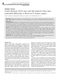 Leptin Deficient Ob&Sol;Ob Mice and Diet-Induced Obese Mice