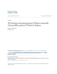The Biology and Management of Palmer Amaranth (Amaranthus Palmeri S