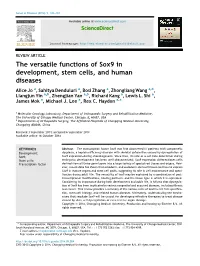 The Versatile Functions of Sox9 in Development, Stem Cells, And