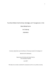 True Black Metal: Authenticity, Nostalgia, and Transgression in The