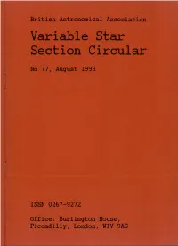 Variable Star Section Circular