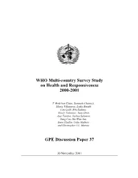 WHO Multi-Country Survey Study on Health and Responsiveness 2000-2001