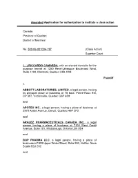Amended Application for Authorization to Institute a Class Action Canada