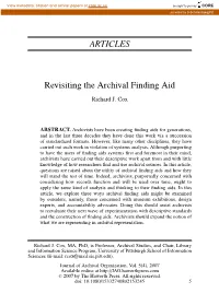 ARTICLES Revisiting the Archival Finding