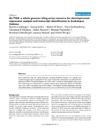 At-TAX: a Whole Genome Tiling Array Resource for Developmental Expression Analysis and Transcript Identification in Arabidopsis