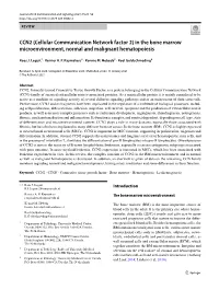 CCN2 (Cellular Communication Network Factor 2) in the Bone Marrow Microenvironment, Normal and Malignant Hematopoiesis