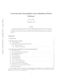 Concentration Inequalities from Likelihood Ratio Method
