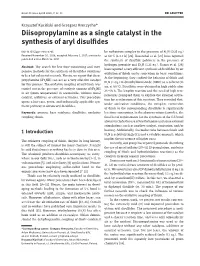 Diisopropylamine As a Single Catalyst in the Synthesis of Aryl Disulfides