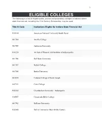 Eligible Colleges