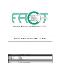 Firmware Analysis of Linksys E900 V. 1.0.09.002