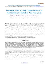 Pneumatic Vehicle Using Compressed Air: a Real Solution to Pollution and Fuel Crisis