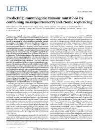 Predicting Immunogenic Tumour Mutations by Combining Mass Spectrometry and Exome Sequencing