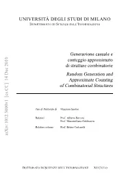 Random Generation and Approximate Counting of Combinatorial Structures