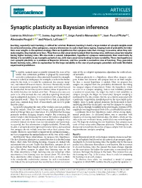 Synaptic Plasticity As Bayesian Inference