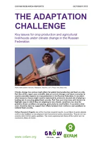 The Adaptation Challenge: Key Issues for Crop Production and Agricultural