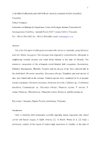 1 a Checklist of Arthropods Associated with Rat Carrion in a Montane Locality