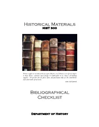 Bibliographical Checklist