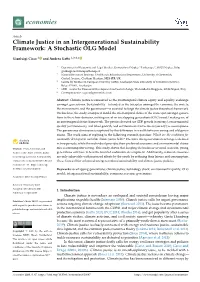 Climate Justice in an Intergenerational Sustainability Framework: a Stochastic OLG Model