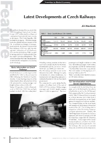 Latest Developments at Czech Railways