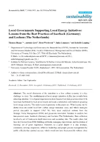 Local Governments Supporting Local Energy Initiatives: Lessons from the Best Practices of Saerbeck (Germany) and Lochem (The Netherlands)