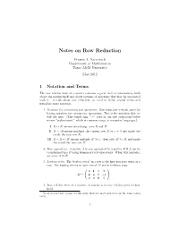 Notes on Row Reduction