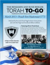 Pesach to Go - 5773.Pdf