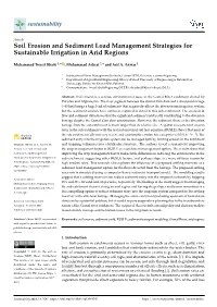Soil Erosion and Sediment Load Management Strategies for Sustainable Irrigation in Arid Regions