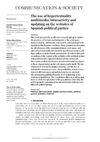 The Use of Hypertextuality, Multimedia, Interactivity and Updating on the Websites of Spanish Political Parties