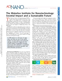 The Waterloo Institute for Nanotechnology