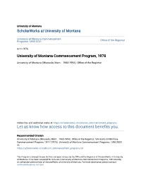 University of Montana Commencement Program, 1978