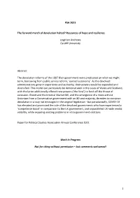 1 PSA 2021 the Forward March of Devolution Halted?