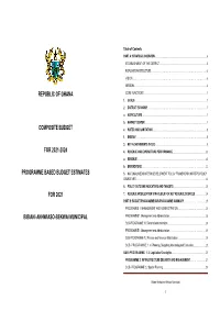 BIBIANI-ANHWIASO-BEKWAI MUNICIPAL PROGRAMME1: Management and Administration