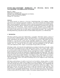 ENTITY-RELATIONSHIP MODELING of SPATIAL DATA for GEOGRAPHIC INFORMATION SYSTEMS Hugh W