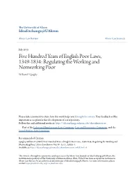 Five Hundred Years of English Poor Laws, 1349-1834: Regulating the Working and Nonworking Poor William P