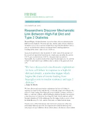 Researchers Discover Mechanistic Link Between High-Fat Diet and Type 2 Diabetes