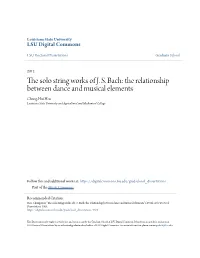 The Solo String Works of J. S. Bach: the Relationship Between Dance and Musical Elements