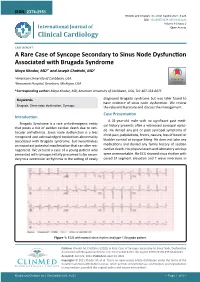 A Rare Case of Syncope Secondary to Sinus Node Dysfunction Associated with Brugada Syndrome Maya Khodor, MD1* and Joseph Chattahi, MD2