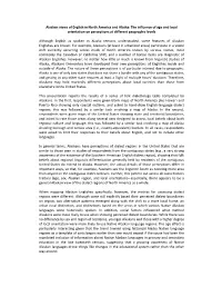 Alaskan Views of English in North America and Alaska: the Influence of Age and Local Orientation on Perceptions at Different Geographic Levels