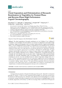 Chiral Separation and Determination of Etoxazole Enantiomers in Vegetables by Normal-Phase and Reverse-Phase High Performance Liquid Chromatography