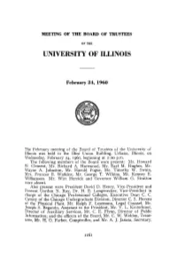 February 24, 1960, Minutes | UI Board of Trustees